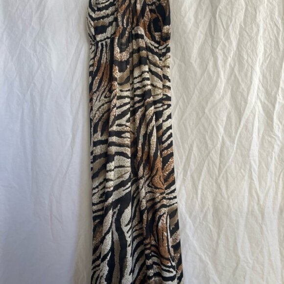 FCNY Vintage Y2K Zebra Print Halter Maxi Dress Size Small - Picture 10 of 14